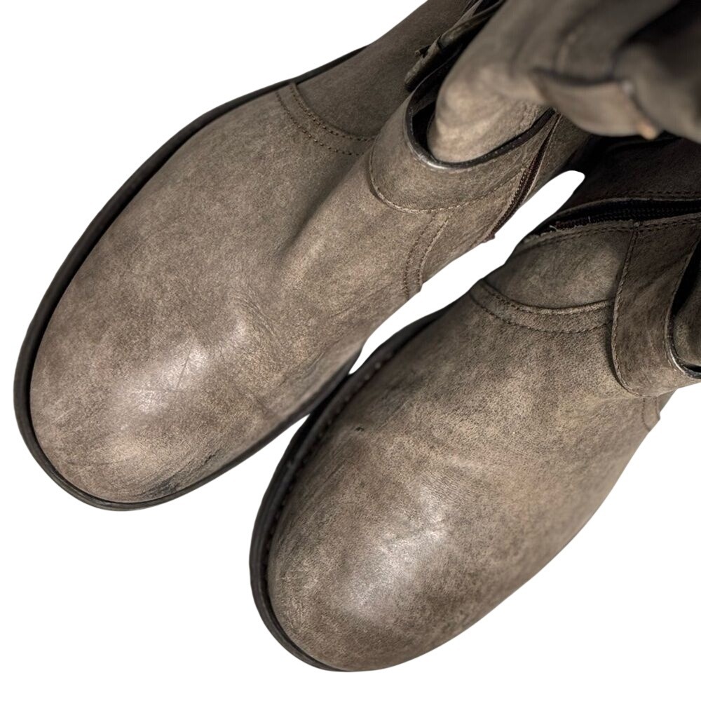 ALBERTO FERMANI Knee-High Boots Buckled Moto Sz. 38.5‎ EU 8 US Taupe Brown ITALY - Picture 9 of 15